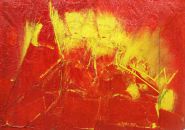 Deux femmes et char à voile - huile sur kraft - 150 x 130 cm - 1984
