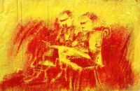 Femmes assises - huile sur kraft - 150 x 130 cm - 1984
