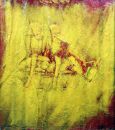 Deux femmes et char à voile - huile sur kraft - 200 x 200 cm - 1985