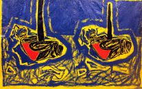 La Tempête - huile sur kraft - 320 x 180 cm - 1983